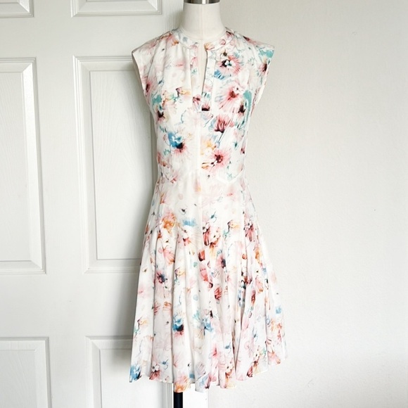 Rebecca Taylor Poppy Print Silk Godet Dress - Picture 7 of 9